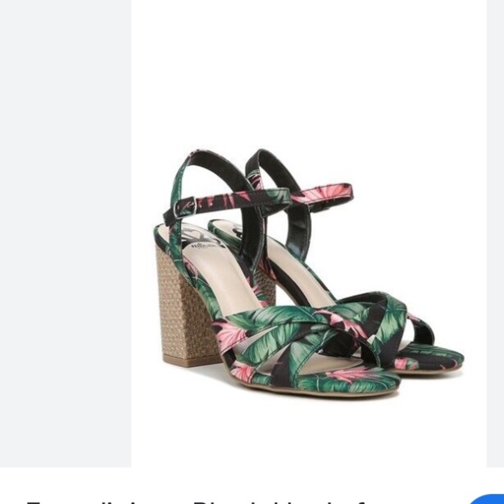 Fergalicious Black and Pink Heels with Chunky Block Heel size 8 tropical